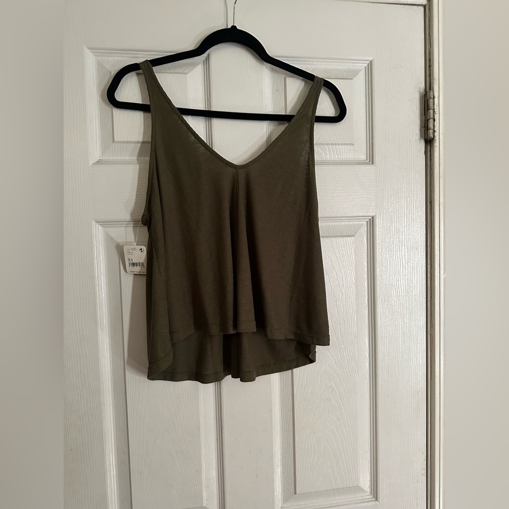 NWT! FREE PEOPLE! Olive Green Women's Ribbed tank! Sz XS!